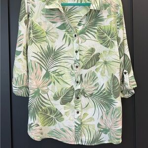 Alison Daley Tropical Leaf Print Button-Up Blouse